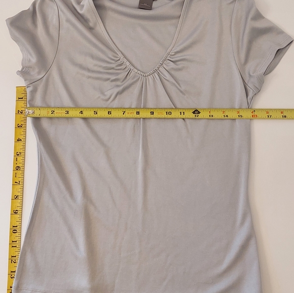 Ann Taylor Petites Gray Short Sleeve Blouse - Picture 4 of 5